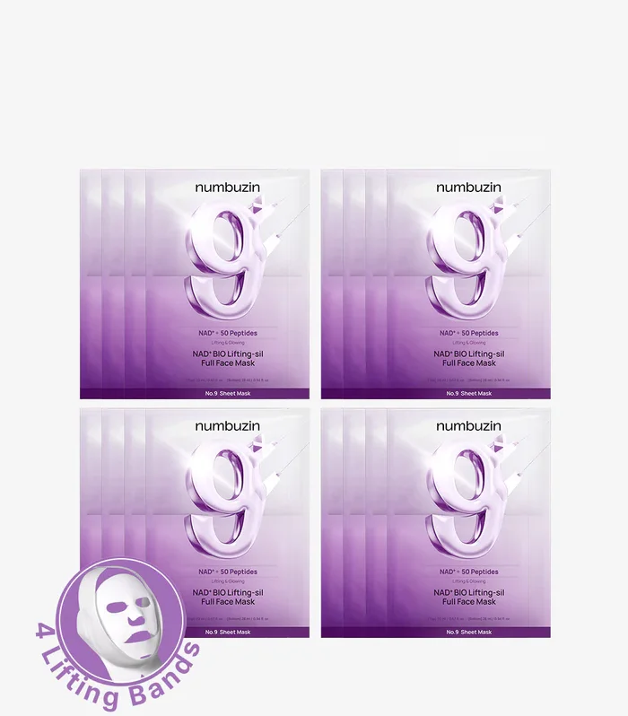 No.9 NAD+ BIO Lifting-sil Full Face Mask Bundle (16 Sheets + 4 Lifting Bands)